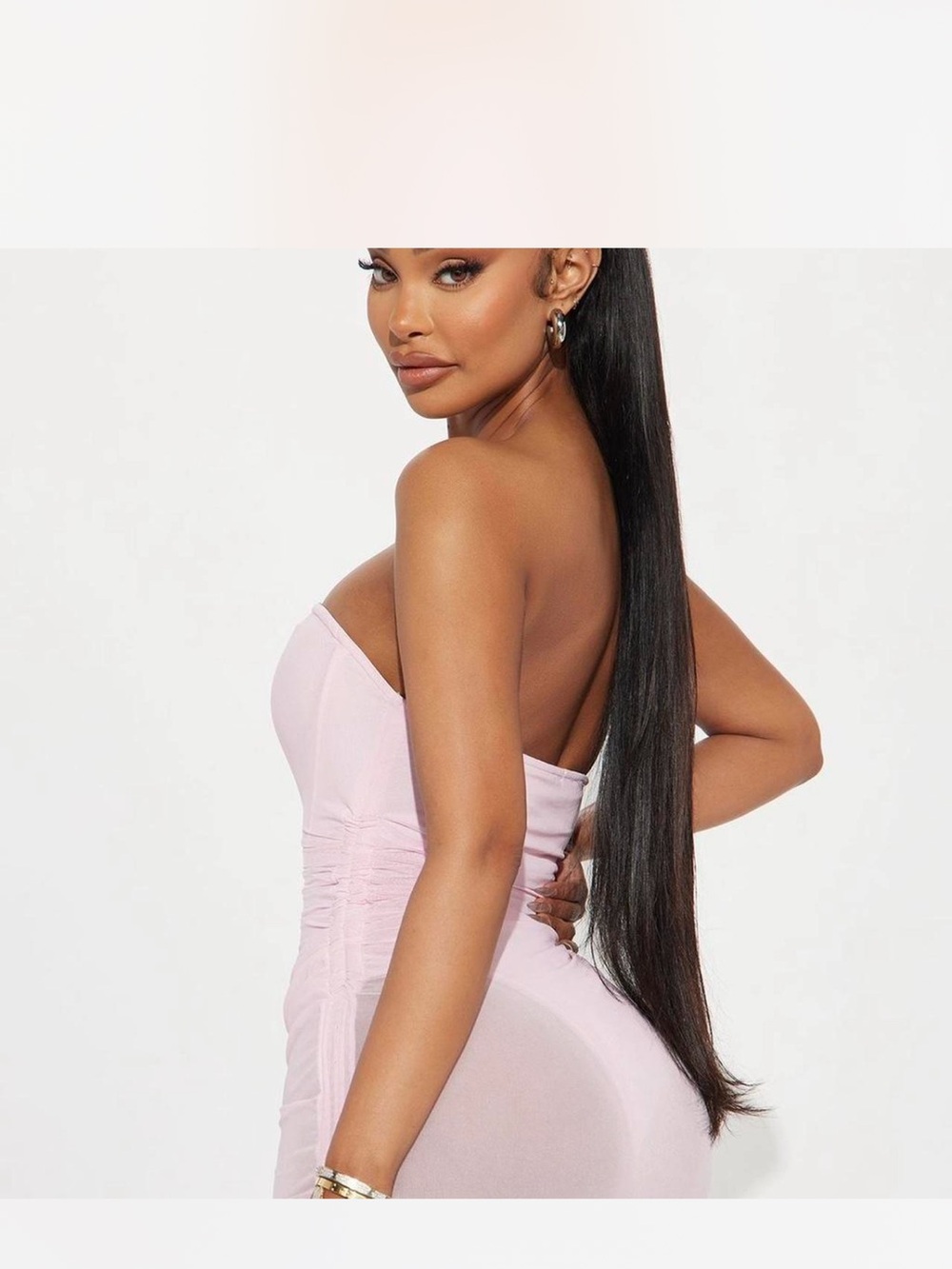 Fashion Nova Strapless Light Pink Ruched Mini Dress - Picture 2 of 3